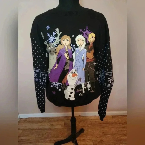 Disney Tops - DISNEY FROZEN 2 Elsa, Anna, Olaf Light-up Sweatshirt Christmas Juniors L 11-13